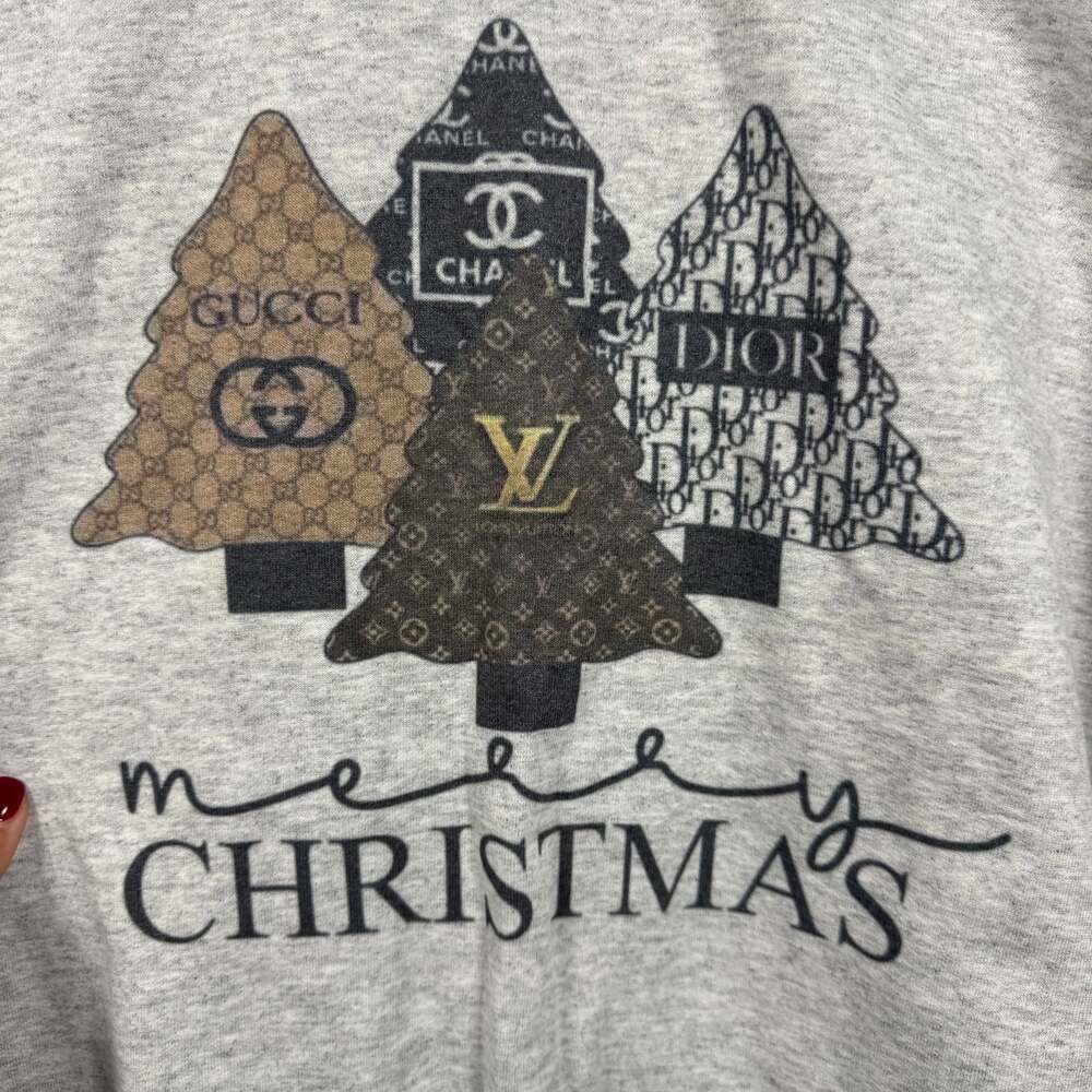 Vintage Christmas Tree Graphic Luxury Logo Sweatshirt - Picture 2 of 4